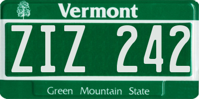 VT license plate ZIZ242