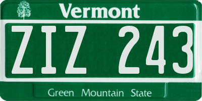 VT license plate ZIZ243