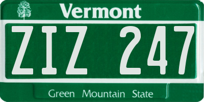 VT license plate ZIZ247