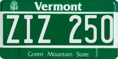 VT license plate ZIZ250