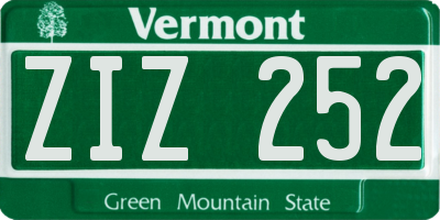 VT license plate ZIZ252