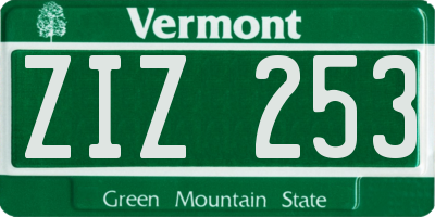 VT license plate ZIZ253