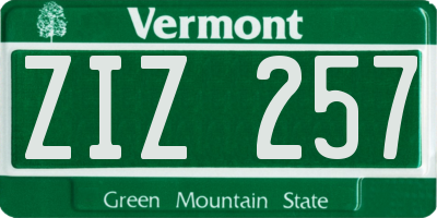 VT license plate ZIZ257