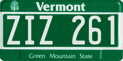 VT license plate ZIZ261