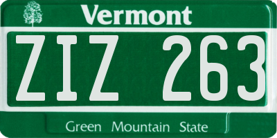 VT license plate ZIZ263