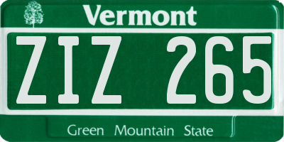 VT license plate ZIZ265