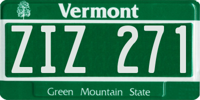 VT license plate ZIZ271
