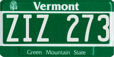 VT license plate ZIZ273