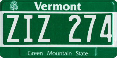 VT license plate ZIZ274