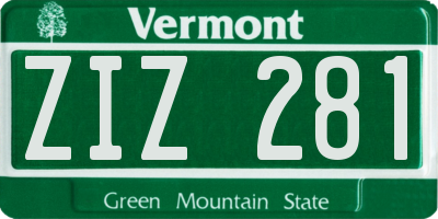 VT license plate ZIZ281