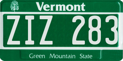 VT license plate ZIZ283