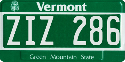 VT license plate ZIZ286