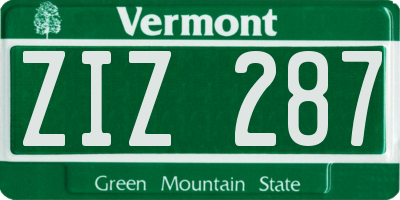 VT license plate ZIZ287
