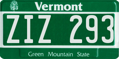 VT license plate ZIZ293