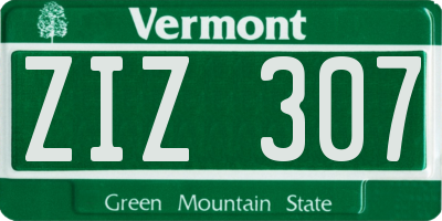 VT license plate ZIZ307