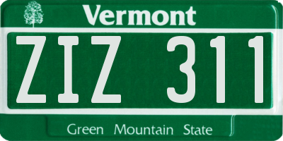 VT license plate ZIZ311