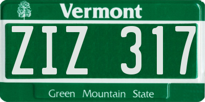 VT license plate ZIZ317