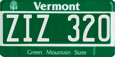 VT license plate ZIZ320
