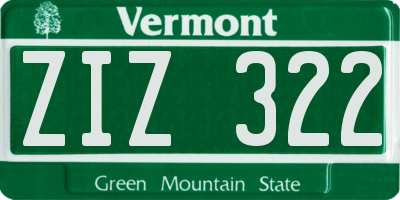 VT license plate ZIZ322