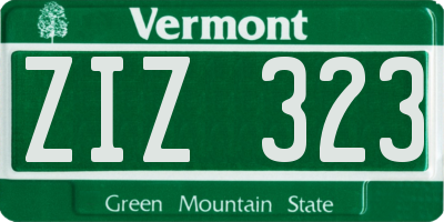 VT license plate ZIZ323