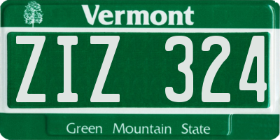 VT license plate ZIZ324