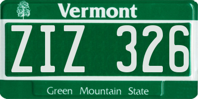 VT license plate ZIZ326