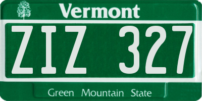 VT license plate ZIZ327