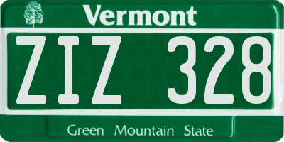 VT license plate ZIZ328