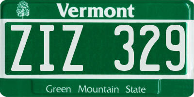 VT license plate ZIZ329