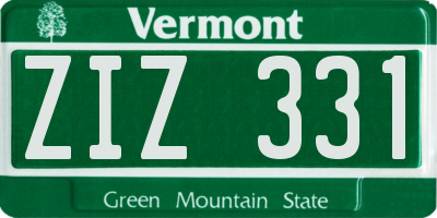 VT license plate ZIZ331