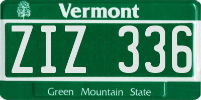 VT license plate ZIZ336