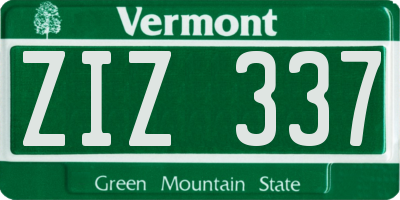 VT license plate ZIZ337