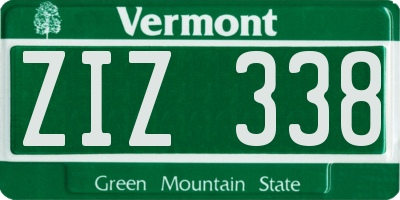 VT license plate ZIZ338