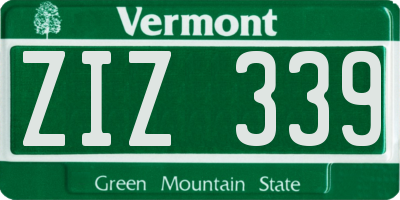VT license plate ZIZ339