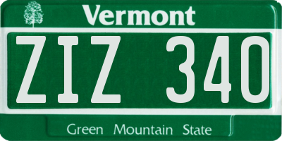 VT license plate ZIZ340