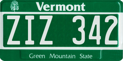 VT license plate ZIZ342