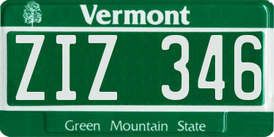 VT license plate ZIZ346