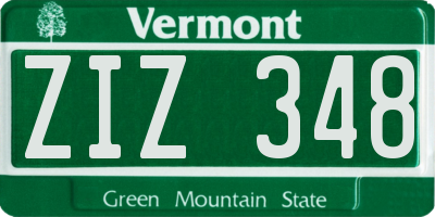 VT license plate ZIZ348
