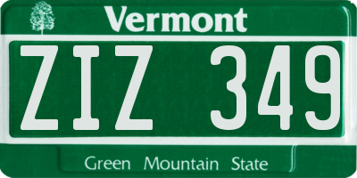 VT license plate ZIZ349