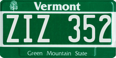 VT license plate ZIZ352