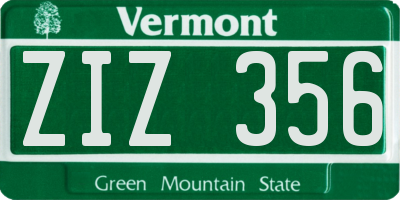 VT license plate ZIZ356