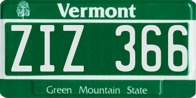 VT license plate ZIZ366