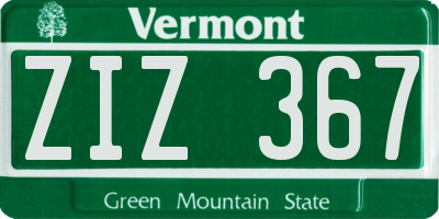 VT license plate ZIZ367