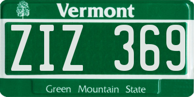 VT license plate ZIZ369