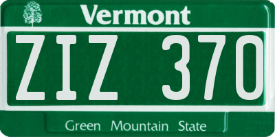 VT license plate ZIZ370