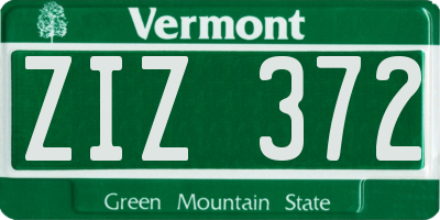 VT license plate ZIZ372