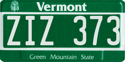 VT license plate ZIZ373