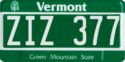 VT license plate ZIZ377