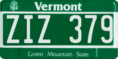 VT license plate ZIZ379