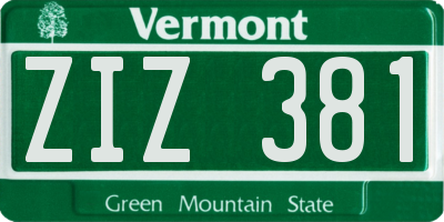 VT license plate ZIZ381